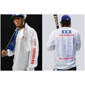 Born X Raised New Era Dodgers To Live And Die In LA Long Sleeve Tee White Large